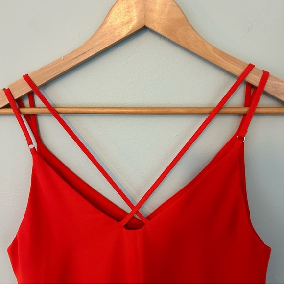 Topshop Double-Strap Red Orange Mini Slip Dress. Size 4. - Picture 6 of 13